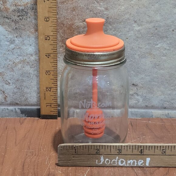 Glass Mason Honey Dipper Jar Special Lid Holds integrated Honey Dipper Wand - Picture 7 of 9